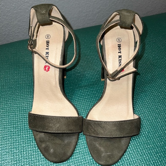 Hot Kiss Shoes - Olive green Ankle Strap Sandal Heels